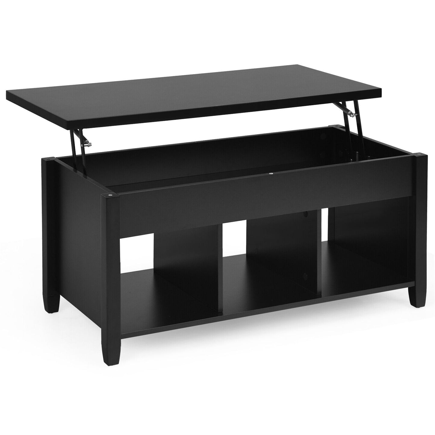 Coffee Table with Hidden Storage Compartment-Coffee - Black