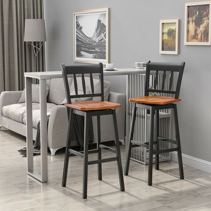 30.5 Inches Set of 2 Swivel Bar Stools with 360¬∞ Swiveling-Black