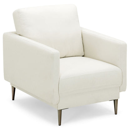 Modern Upholstered Accent Chair with Removable Backrest Cushion-White