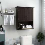 2-Door Wall Mount Bathroom Storage Cabinet with Open Shelf-Espresso