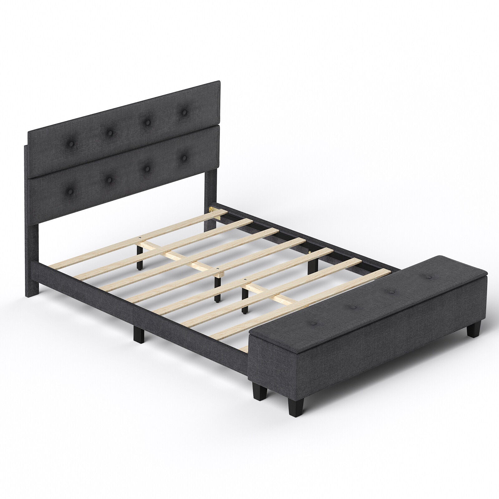 Full/Queen/Twin Upholstered Bed Frame with Ottoman Storage-Queen Size - Queen Size