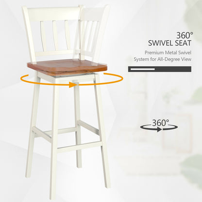 30.5 Inches Set of 2 Swivel Bar Stools with 360¬∞ Swiveling-White
