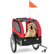 Dog Bike Trailer Foldable Pet Cart with 3 Entrances for Travel-Red - Red