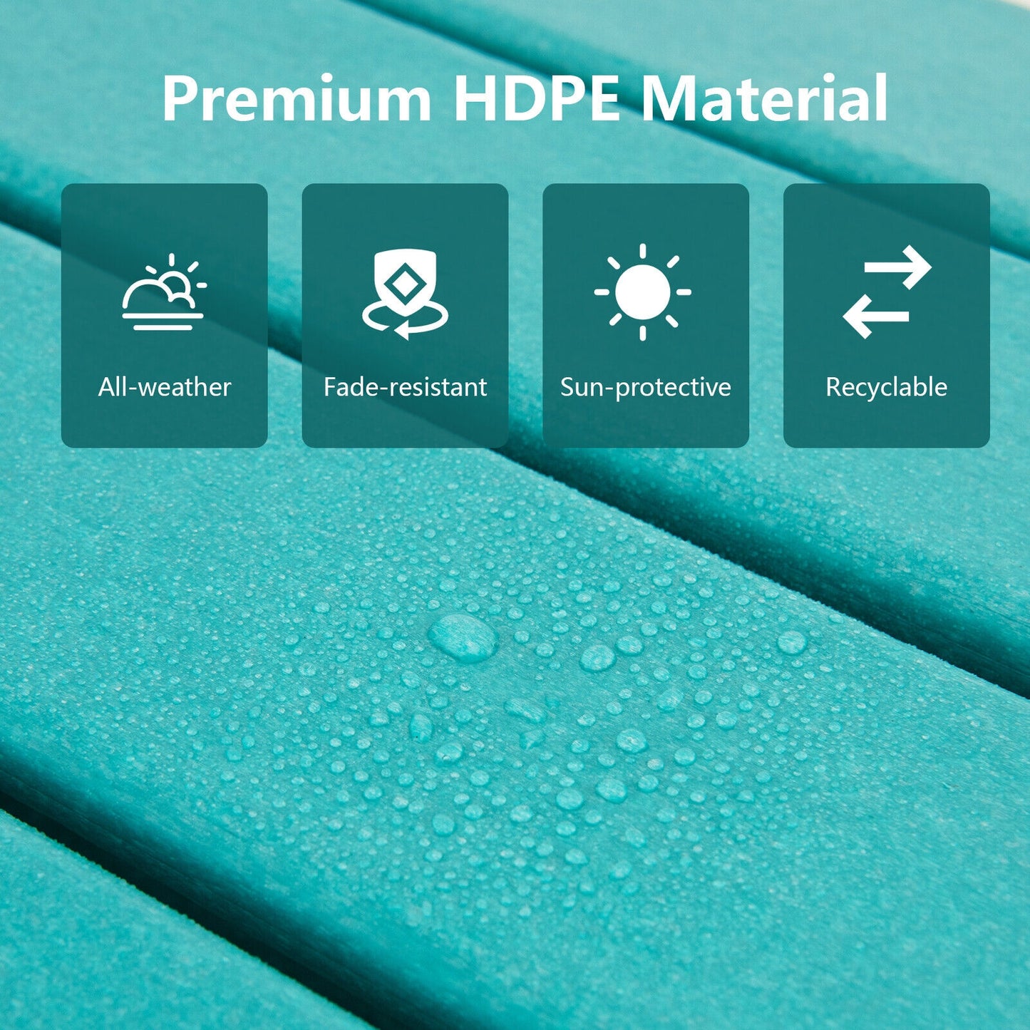 Adirondack Folding Ottoman with All Weather HDPE-Turquoise