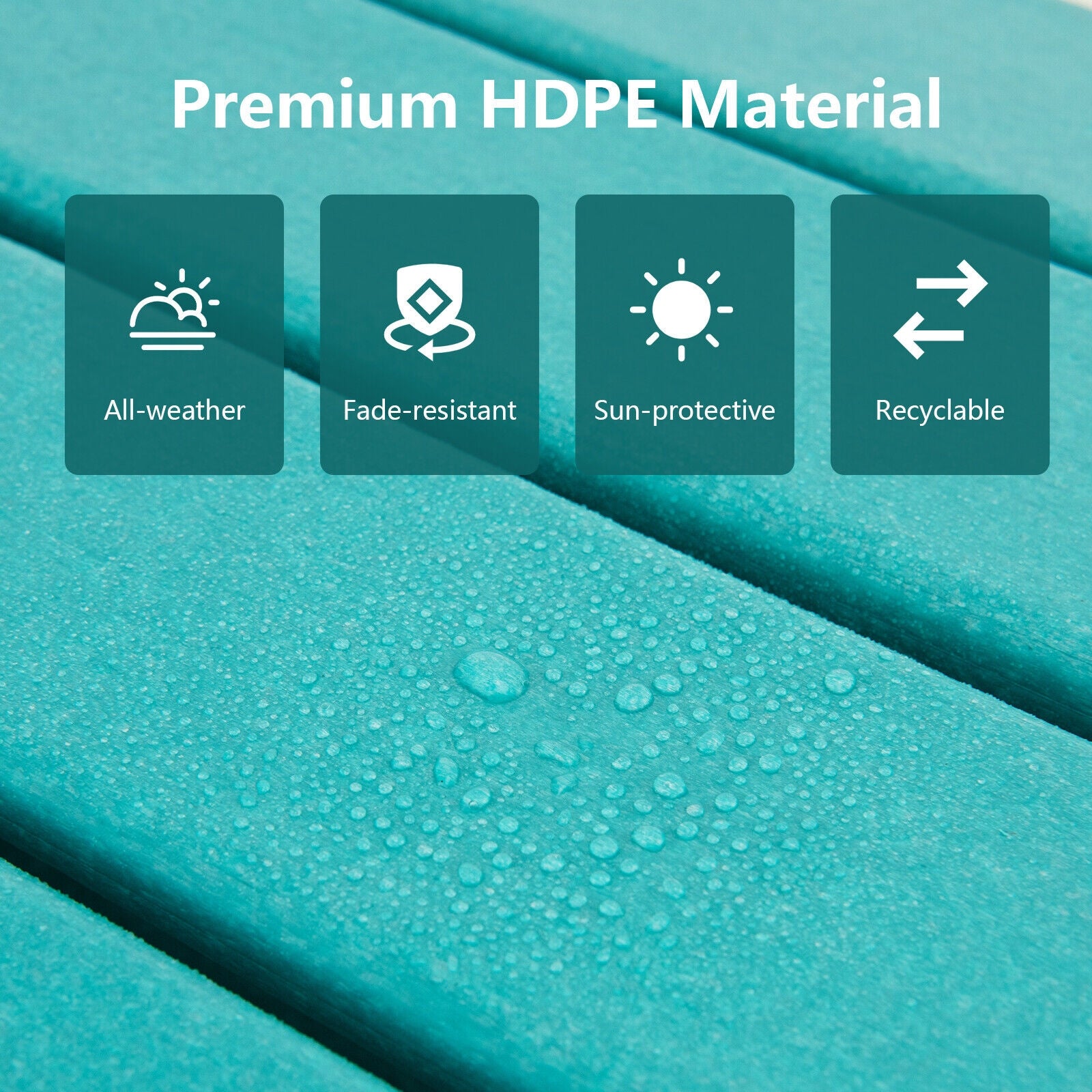 Adirondack Folding Ottoman with All Weather HDPE-Turquoise