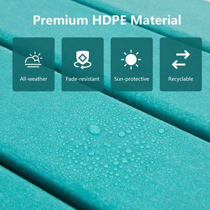Adirondack Folding Ottoman with All Weather HDPE-Turquoise