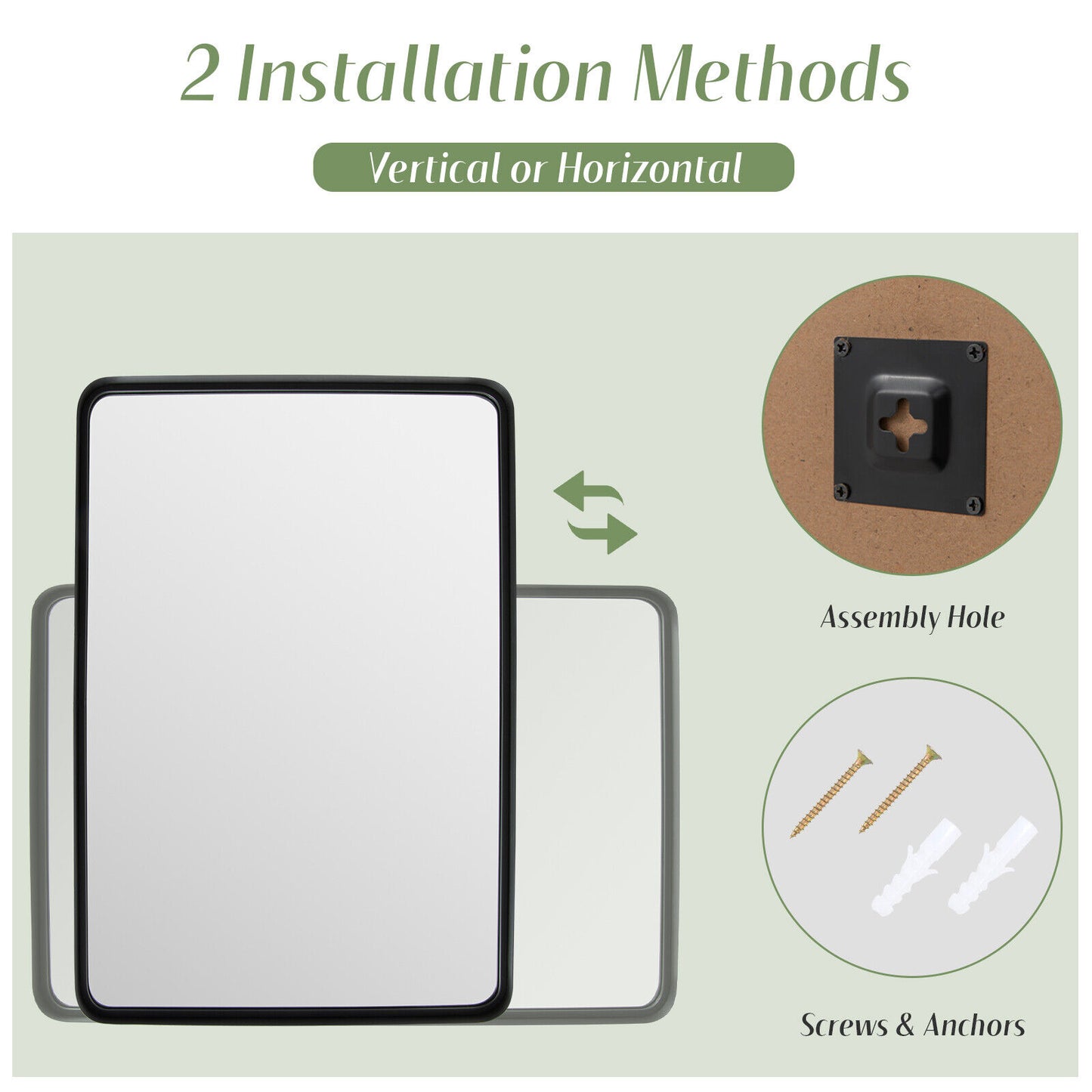 Rectangular Wall Mount Bathroom Mirror Vanity Mirror