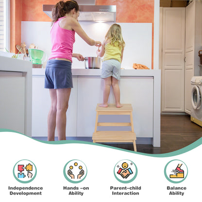 2-in-1 Multifunctional Toddler Step Stool with Safety Rail