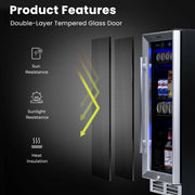 15Inches Beverage Fridge, 100-Can Capacity