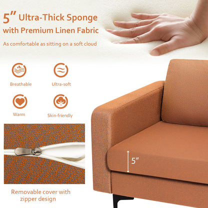 Modern Accent Armchair with Side Storage Pocket-Orange