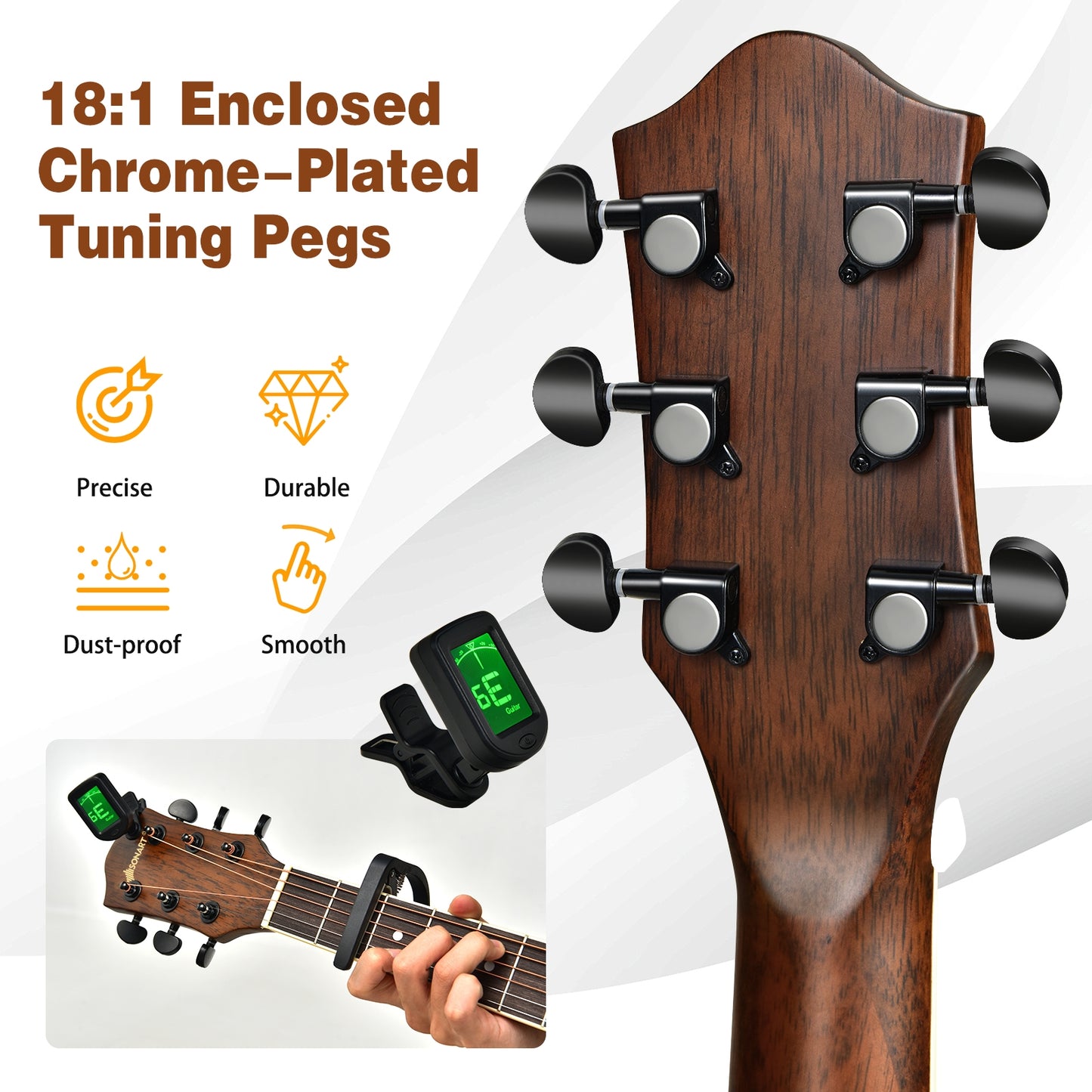 41 Inch Full Size Cutaway Acoustic Guitar Set for Beginner-Coffee