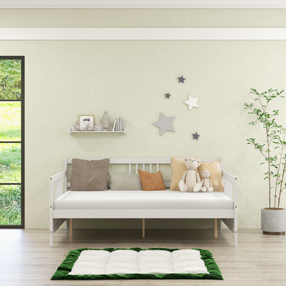 Classic Wooden Full Size Daybed Frame with Guardrails
