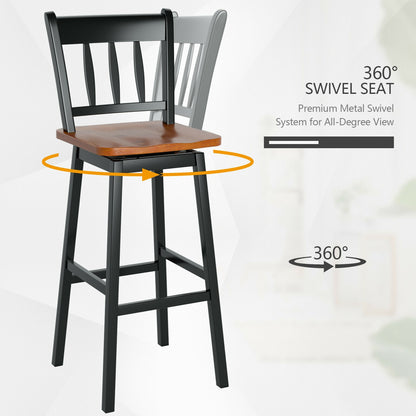 30.5 Inches Set of 2 Swivel Bar Stools with 360¬∞ Swiveling-Black