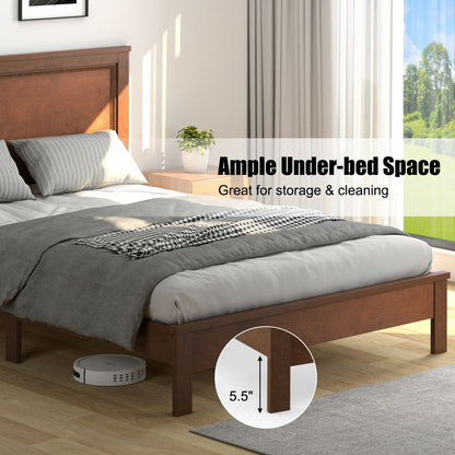 Queen Size Bed Frame Platform Slat High Headboard Bedroom with Rubber Wood Leg