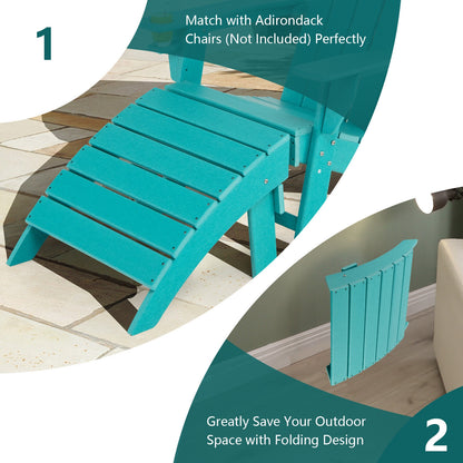 Adirondack Folding Ottoman with All Weather HDPE-Turquoise