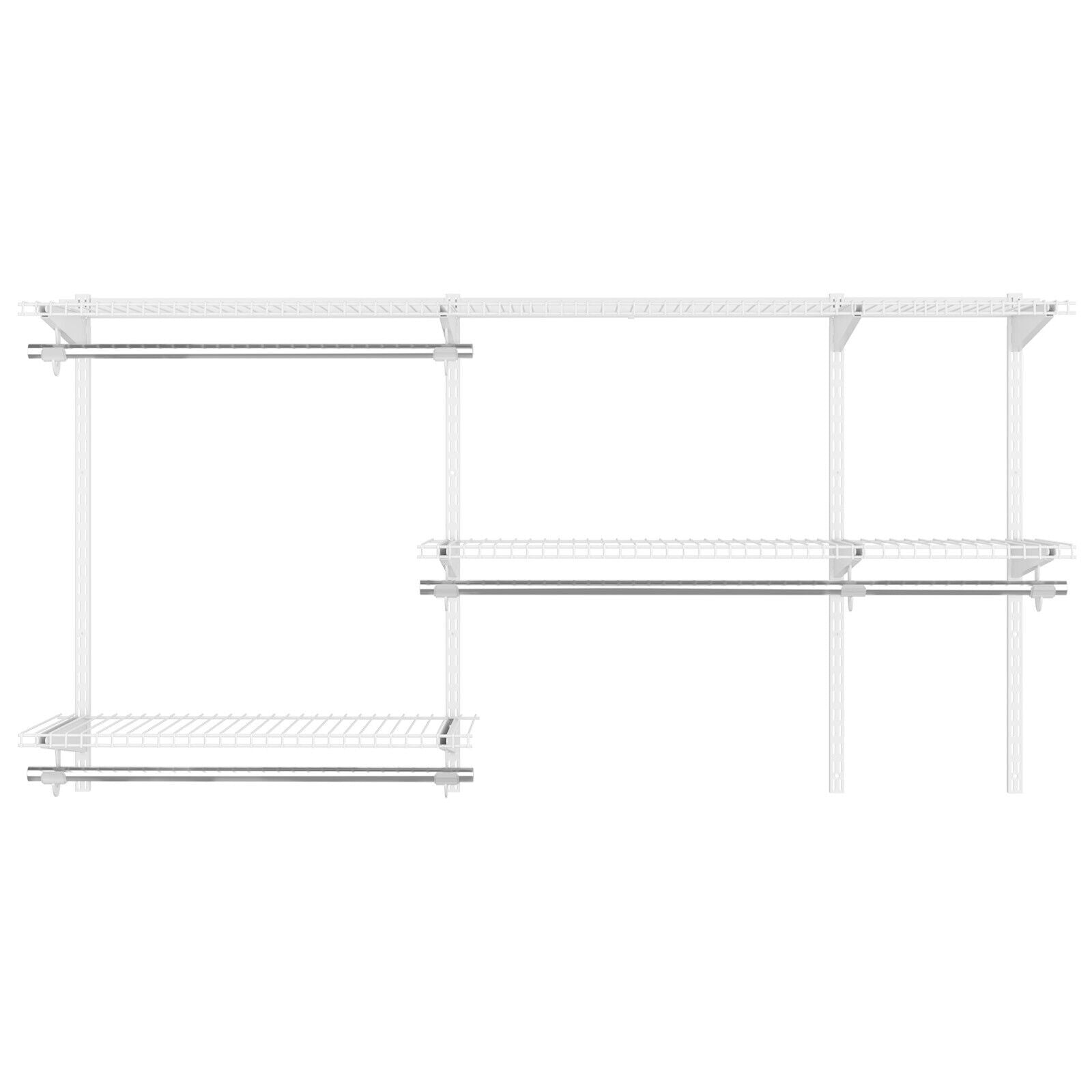 Custom Closet Organizer Kit 3 to 5 Feet Wall-Mounted Closet System with Hang Rod-White