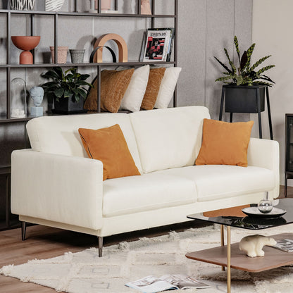 Modern Loveseat with Comfy Backrest Cushions-White
