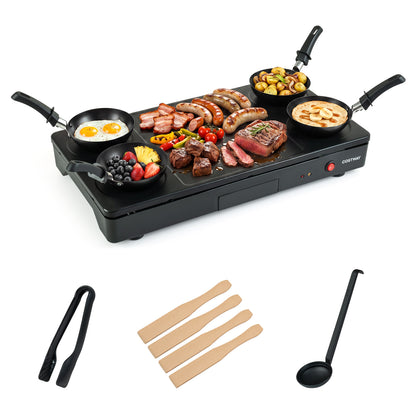 Electric Raclette Grill with 4 Nonstick Woks and Spatulas