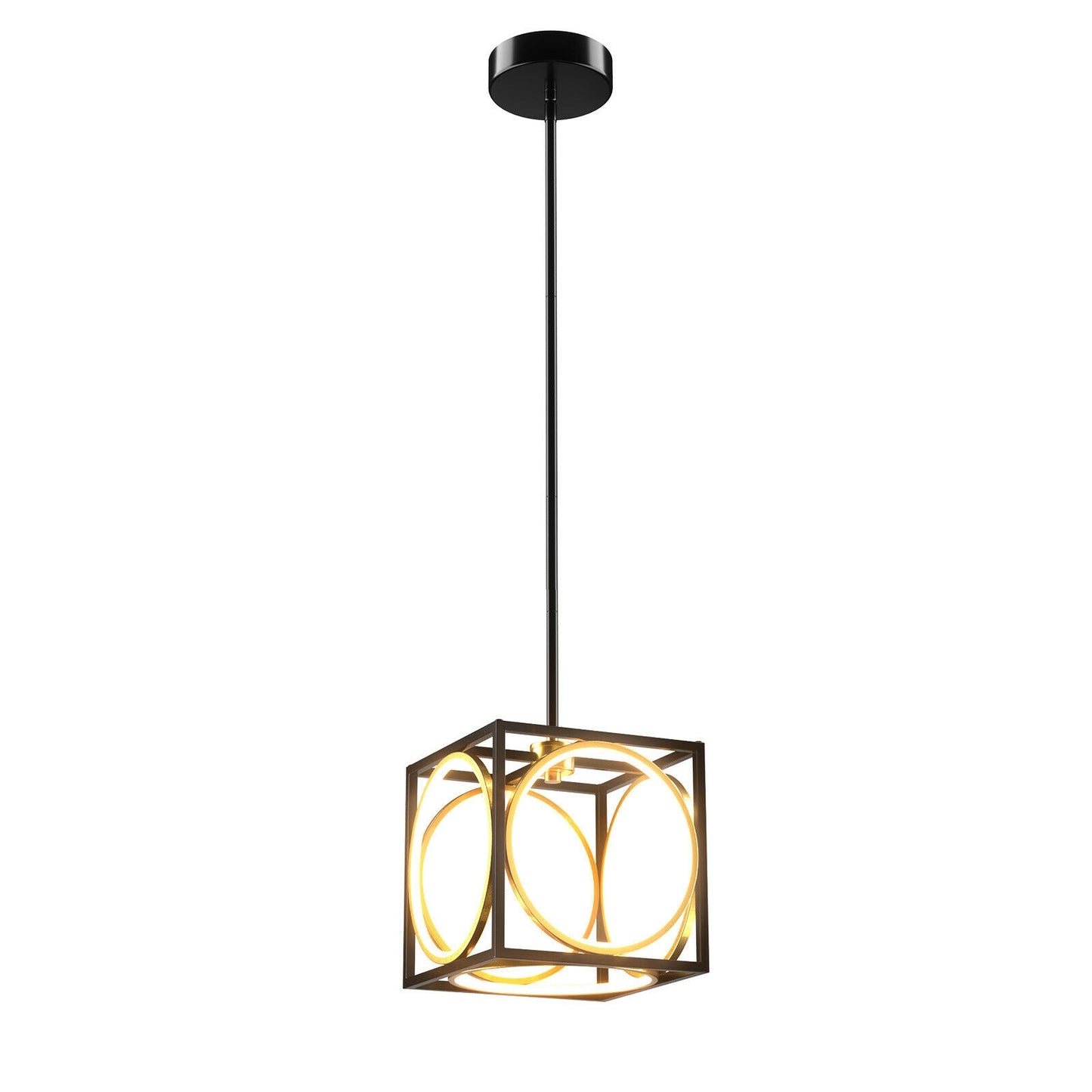 Modern LED Pendant Light with 42 Inches Adjustable Suspender-Black - Black