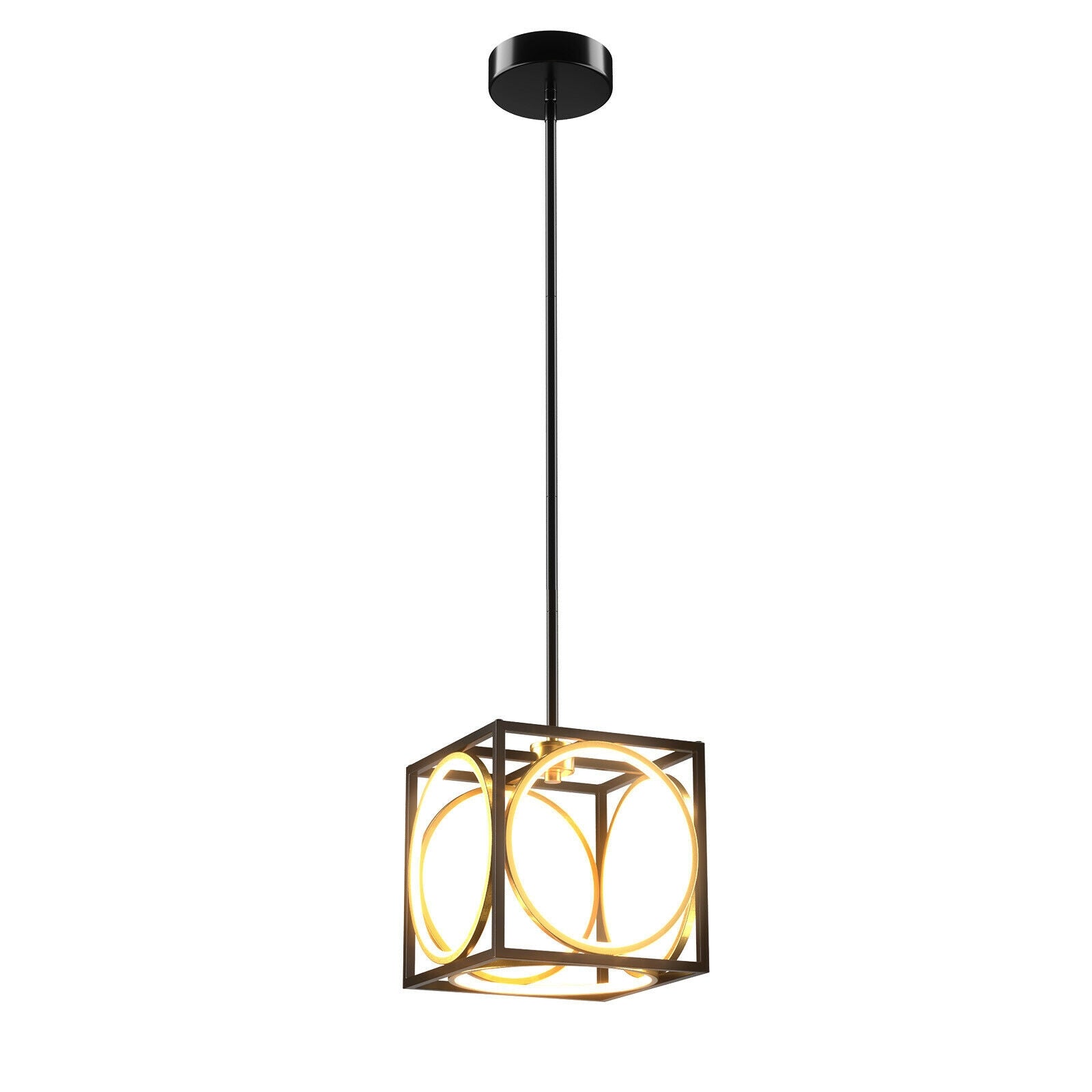 Modern LED Pendant Light with 42 Inches Adjustable Suspender-Black - Black