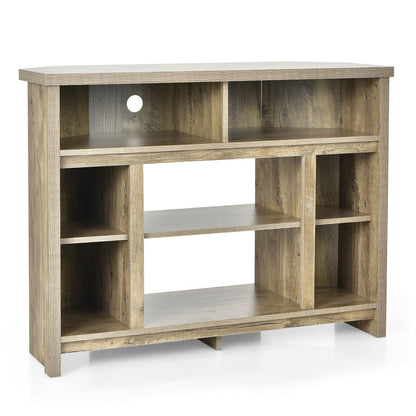 Modern Corner TV Stand with Adjustable Shelves for TVs up to 48 Inch-Natural