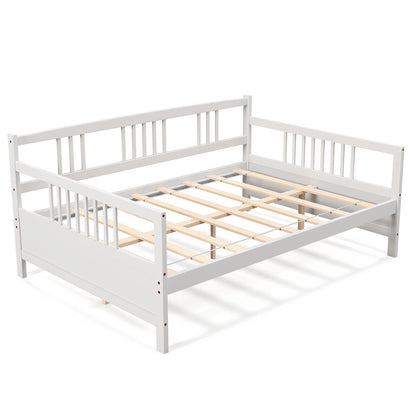Classic Wooden Full Size Daybed Frame with Guardrails