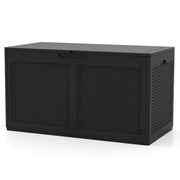 100 Gallon Resin Deck Box Outdoor Waterproof Storage Bench-Black