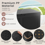 100 Gallon Resin Deck Box Outdoor Waterproof Storage Bench-Black