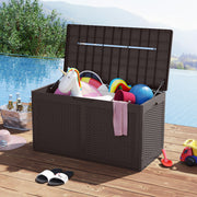 100 Gallon Resin Deck Box Outdoor Waterproof Storage Bench-Brown