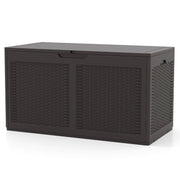 100 Gallon Resin Deck Box Outdoor Waterproof Storage Bench-Brown