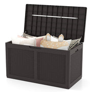 100 Gallon Resin Deck Box Outdoor Waterproof Storage Bench-Brown