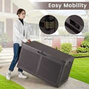 100 Gallon Resin Deck Box Outdoor Waterproof Storage Bench-Brown