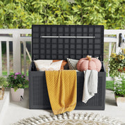 100 Gallon Resin Deck Box Outdoor Waterproof Storage Bench-Gray