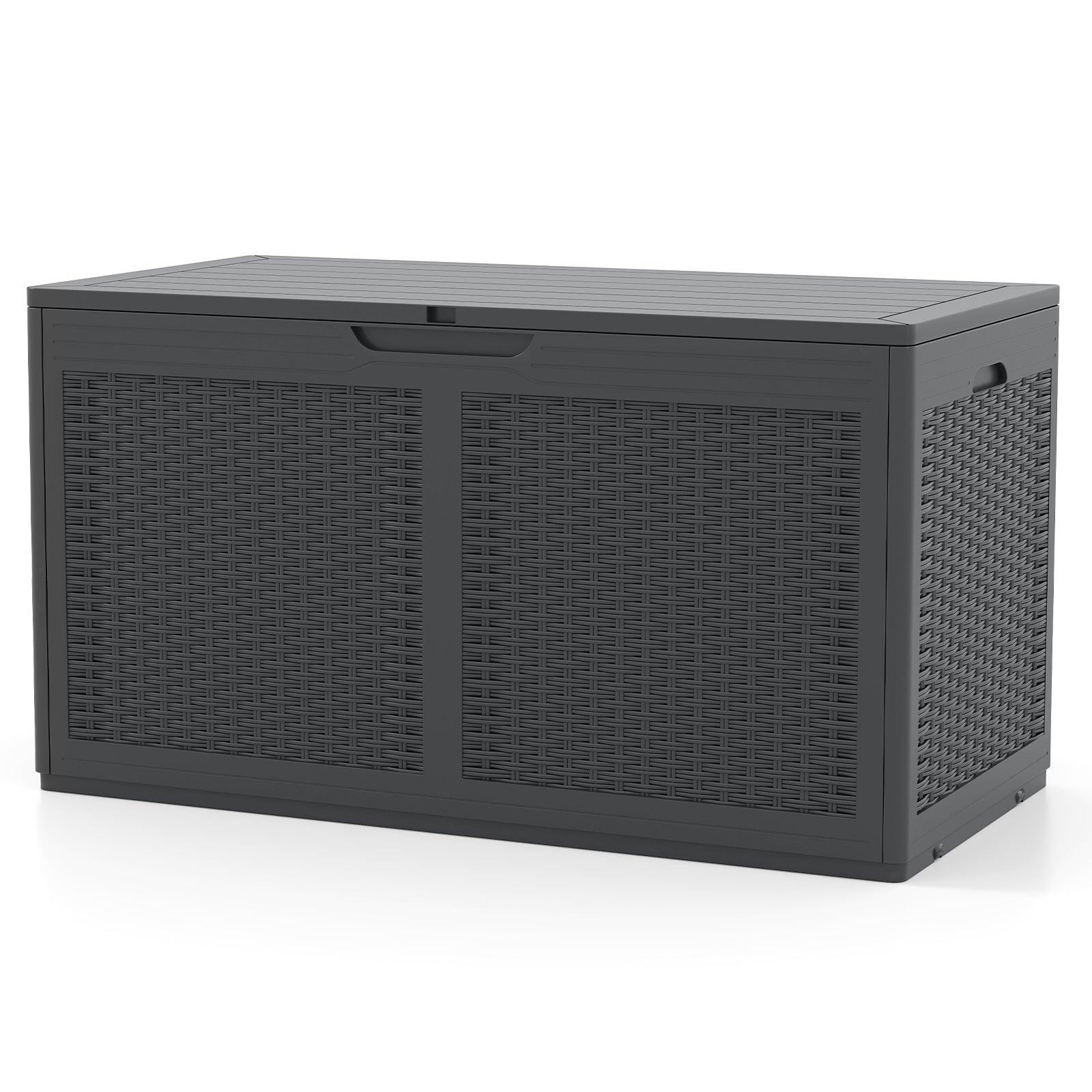 100 Gallon Resin Deck Box Outdoor Waterproof Storage Bench-Gray