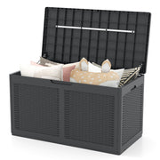 100 Gallon Resin Deck Box Outdoor Waterproof Storage Bench-Gray
