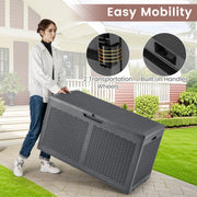 100 Gallon Resin Deck Box Outdoor Waterproof Storage Bench-Gray