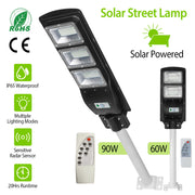 Solar Street Path Light Outdoor 180LEDs Radar Sensor Remote Control Wireless Lamps