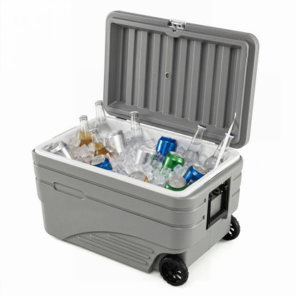103 Quart Wheeled Cooler with Pull Handle and Drain Plug