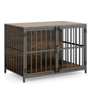 40 Inch Dog Crate Furniture Dog Kennel with Dual Lockable Double Doors-Rustic Brown