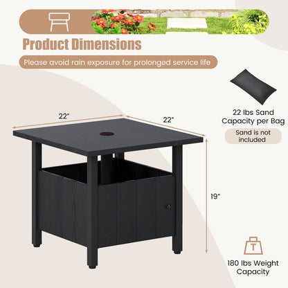 Outdoor Side Table with 1.89" Umbrella Hole Patio Umbrella Table Base Stand-Black