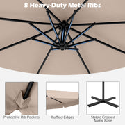 10 Feet Patio Cantilever Umbrella with Cover Tilt Adjustment and Ruffled Edge-Beige