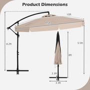 10 Feet Patio Cantilever Umbrella with Cover Tilt Adjustment and Ruffled Edge-Beige