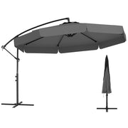 10 Feet Patio Cantilever Umbrella with Cover Tilt Adjustment and Ruffled Edge-Gray