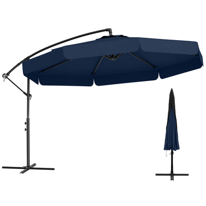 10 Feet Patio Cantilever Umbrella with Cover Tilt Adjustment and Ruffled Edge-Turquoise - Navy