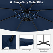 10 Feet Patio Cantilever Umbrella with Cover Tilt Adjustment and Ruffled Edge-Navy
