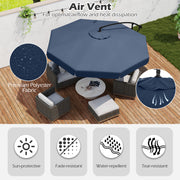 10 Feet Patio Cantilever Umbrella with Cover Tilt Adjustment and Ruffled Edge-Navy