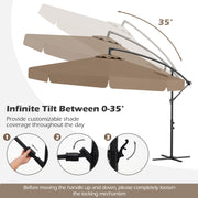10 Feet Patio Cantilever Umbrella with Cover Tilt Adjustment and Ruffled Edge-Taupe