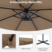 10 Feet Patio Cantilever Umbrella with Cover Tilt Adjustment and Ruffled Edge-Taupe