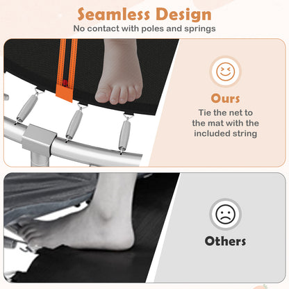 10FT Outdoor Trampoline Heavy-Duty Recreational Trampoline with Safety Enclosure Net-Orange