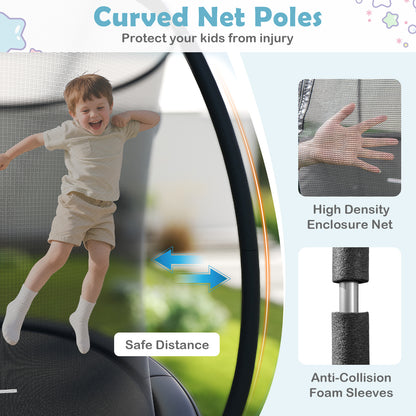 10FT Outdoor Trampoline Heavy-Duty Recreational Trampoline with Safety Enclosure Net-Black
